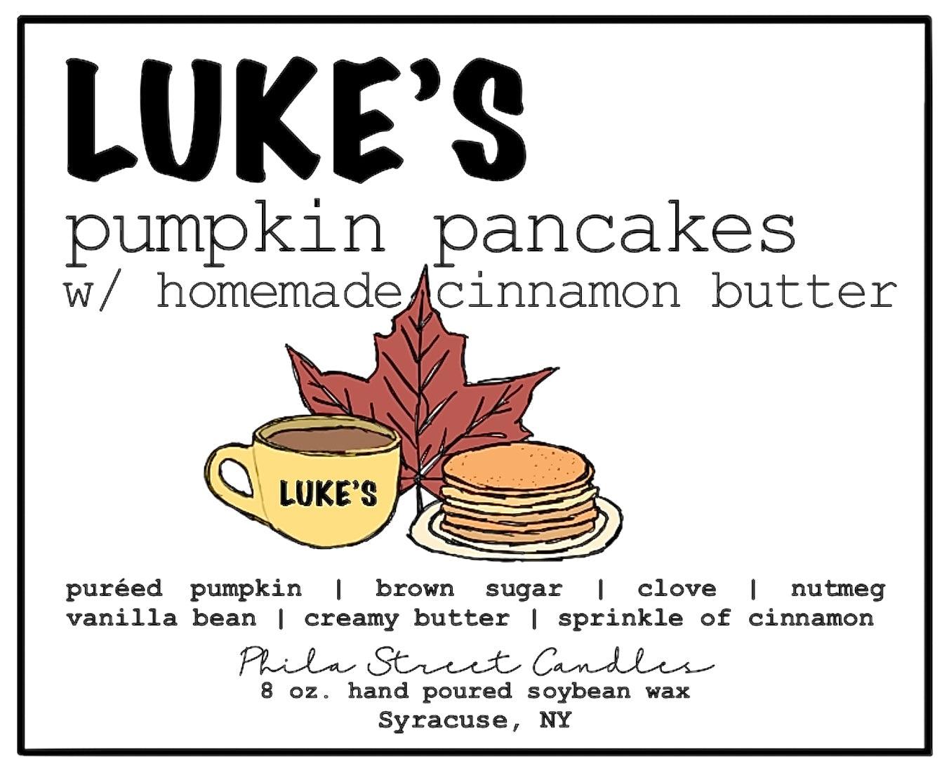 Luke's pumpkin pancakes w/ homemade cinnamon butter (8oz amber glass)